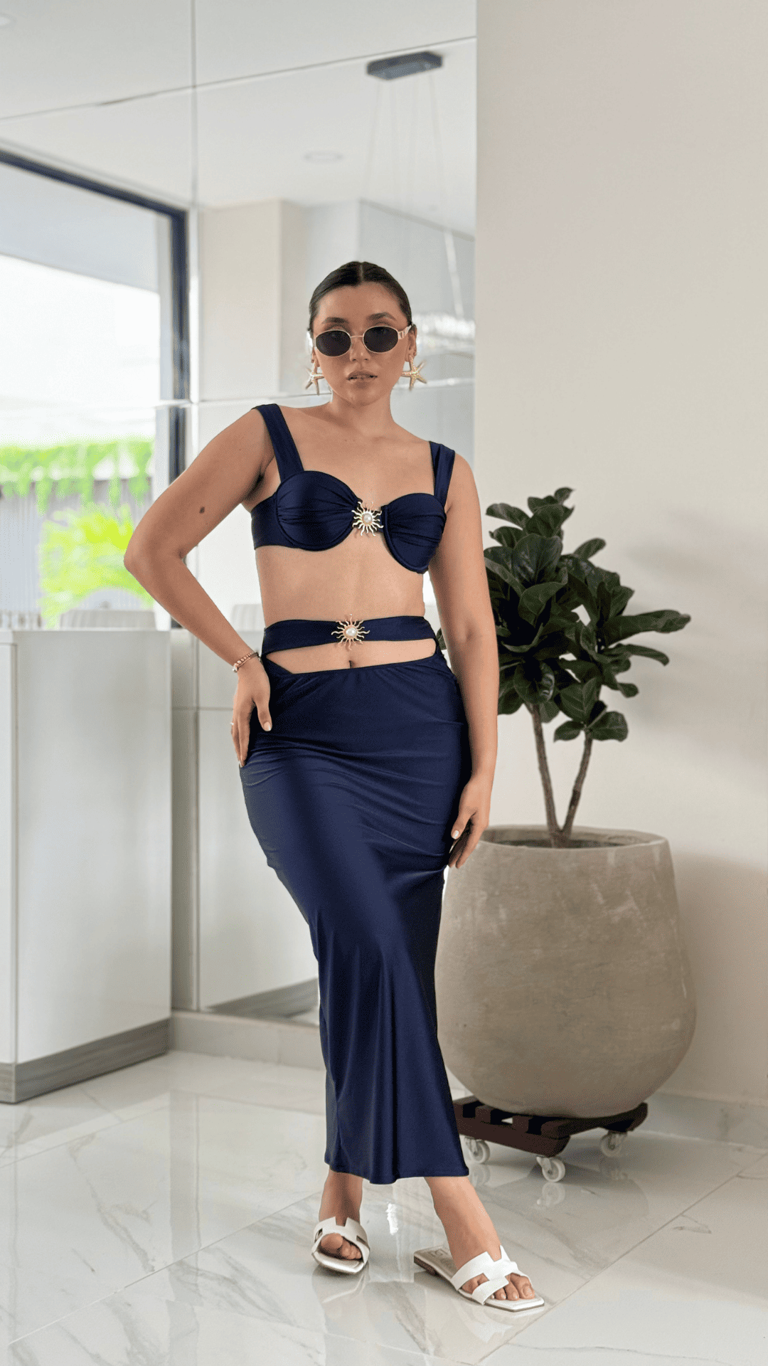 SET DE 3 BLUE NAVY CON HERRAJE DE SOL