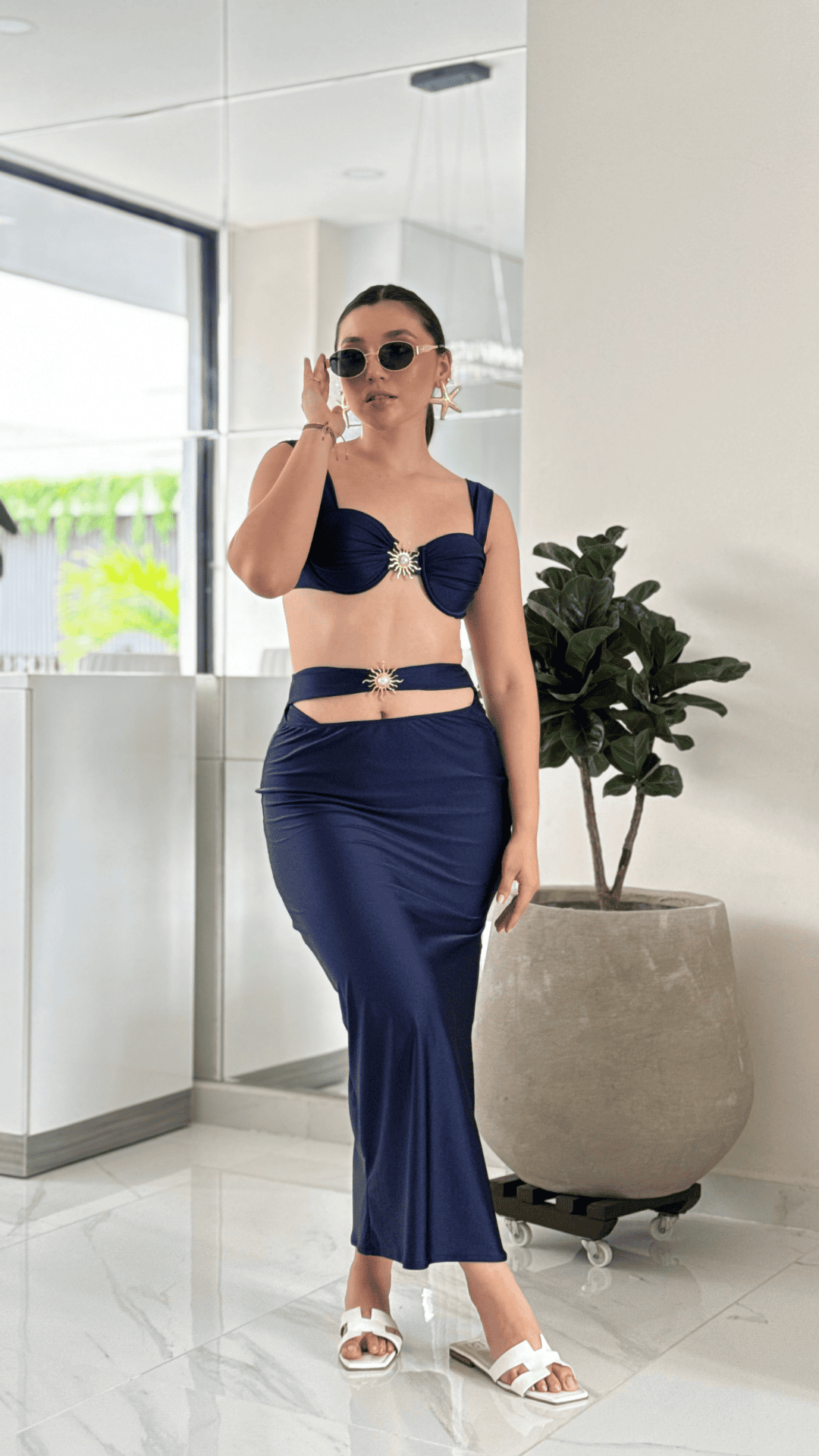 SET DE 3 BLUE NAVY CON HERRAJE DE SOL