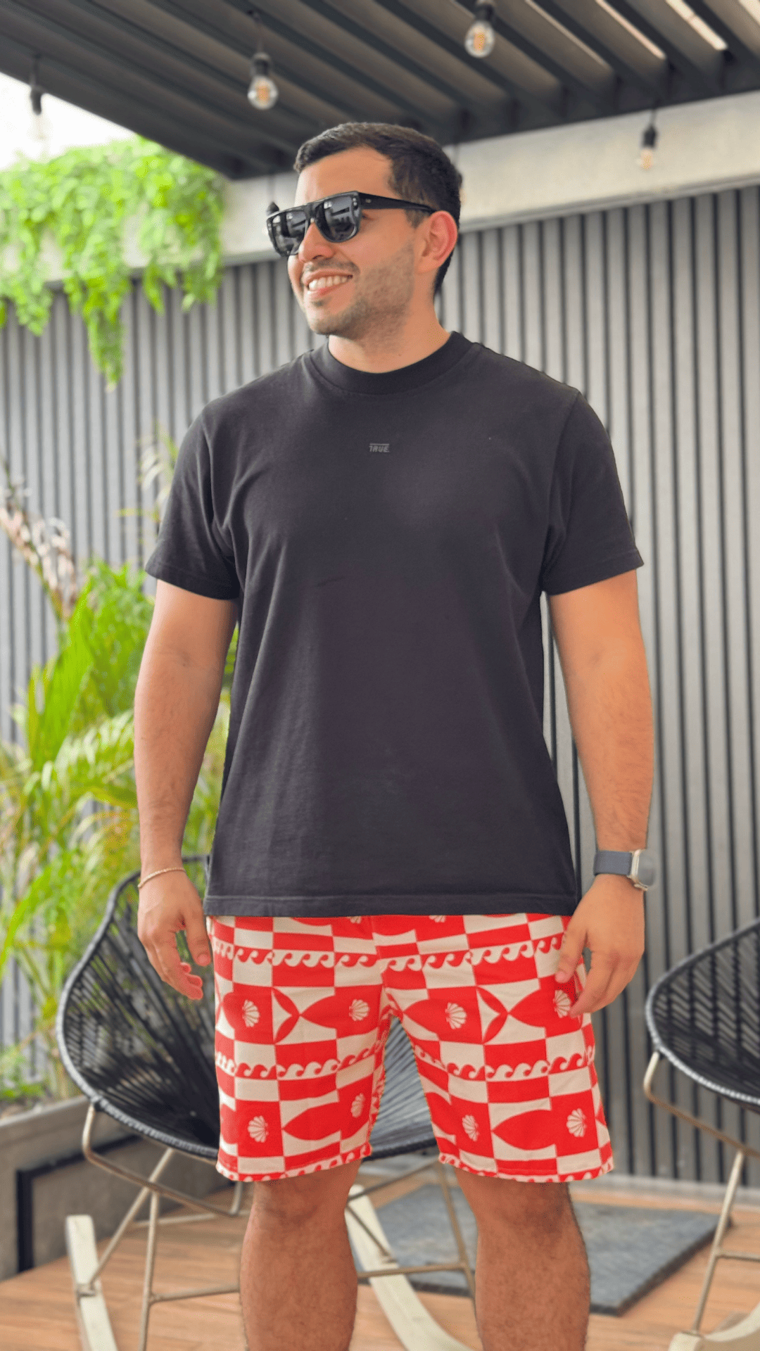 PANTALONETA ESTAMPADO OLEAJE NARANJA